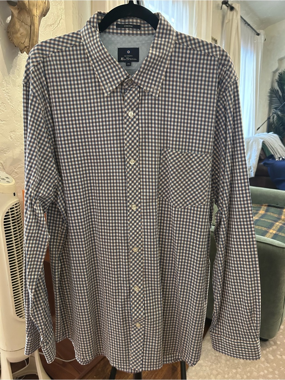Ben Sherman Blue and White Gingham Button-Down Shirt